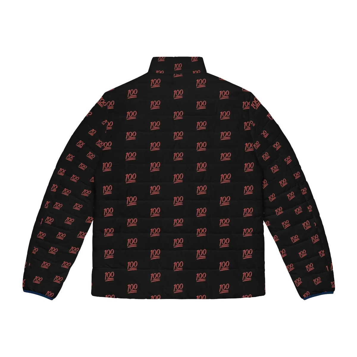 100 Emoji Puffer Jacket - Vibrant Red Pattern Coat for Winter