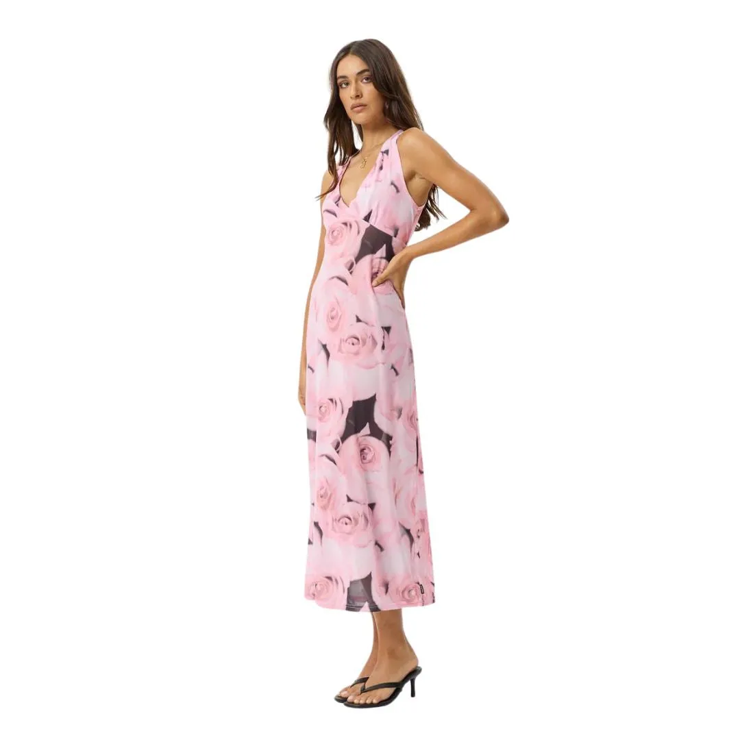 Afends Womens Marinette Recycled Sheer Maxi Dress - Rose