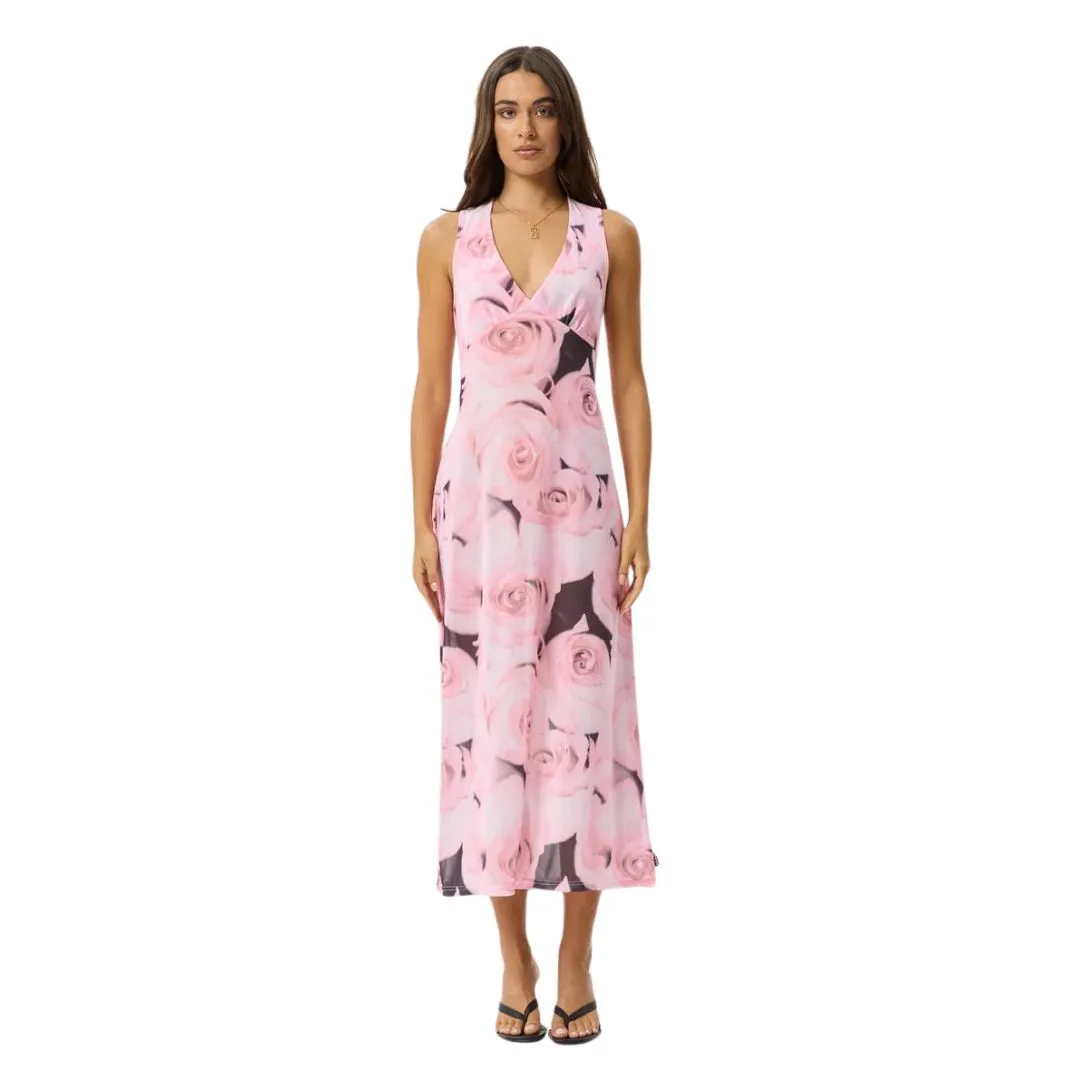 Afends Womens Marinette Recycled Sheer Maxi Dress - Rose