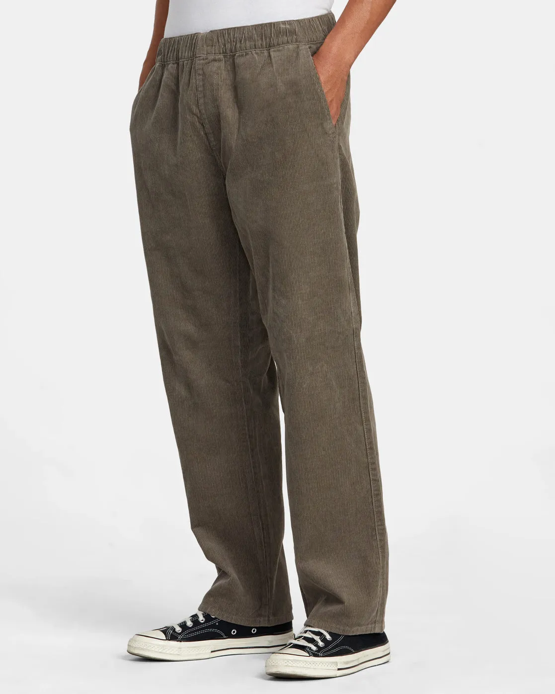 Americana Elastic Waist Cord Pants - Mushroom