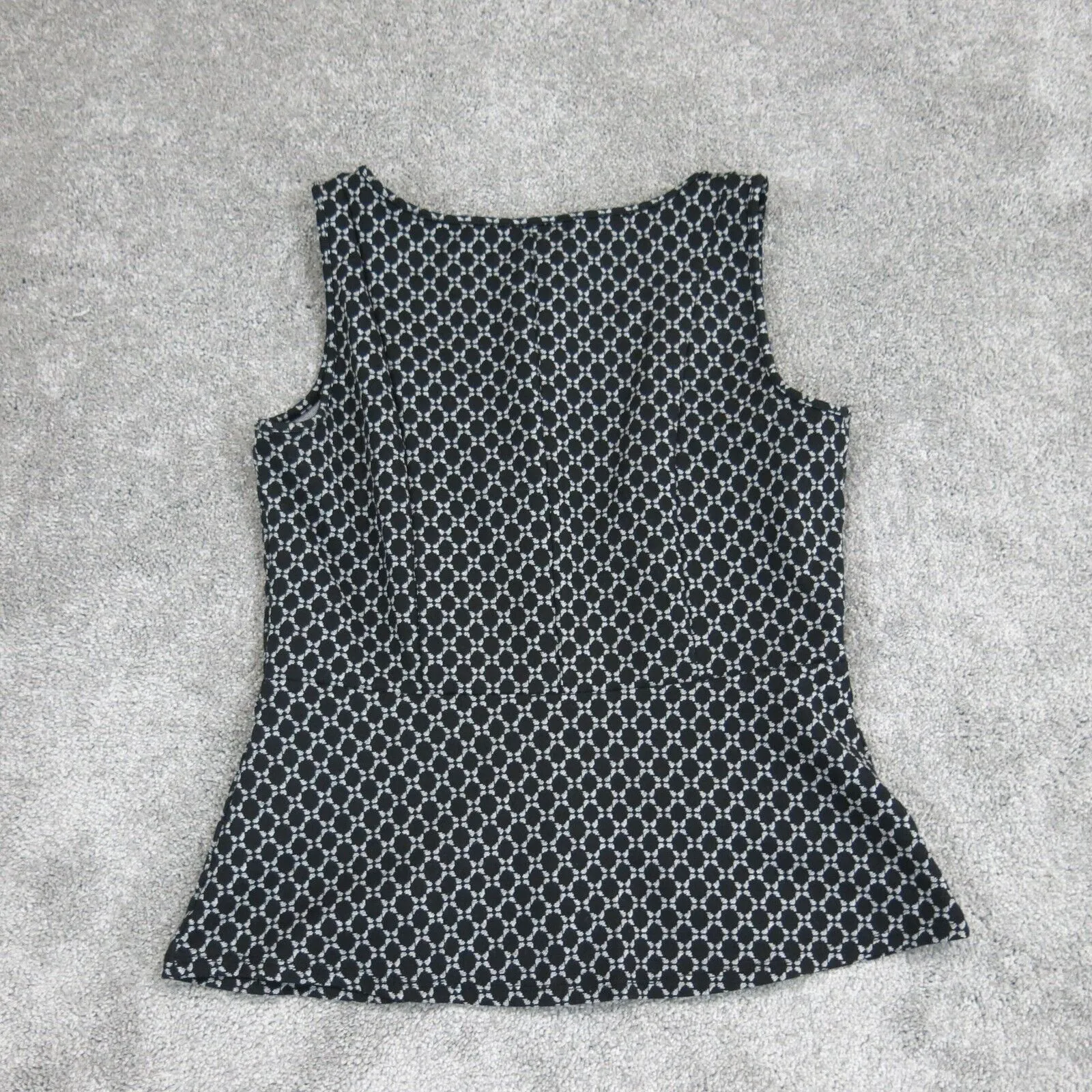 Ann Taylor Factory Womens Sleeveless Blouse Top V-Neck Geometric Black White XS