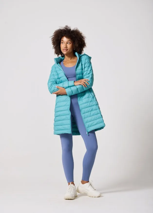 Aqua Duck Down Midi Puffer Coat