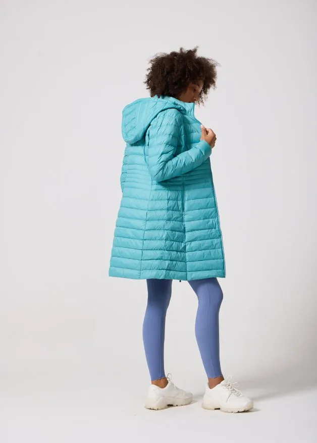 Aqua Duck Down Midi Puffer Coat