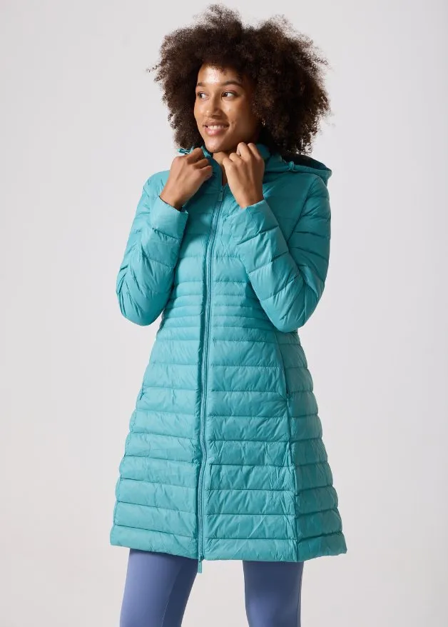 Aqua Duck Down Midi Puffer Coat