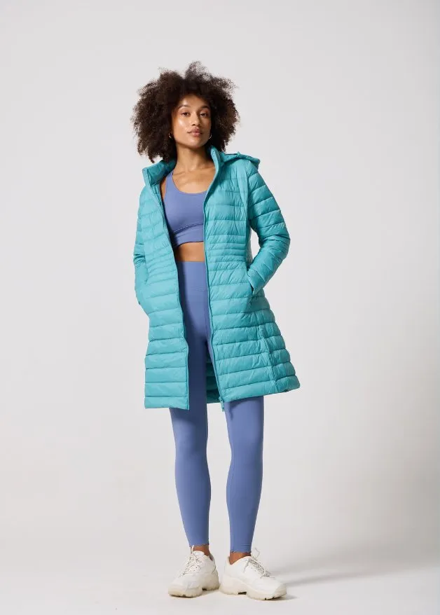 Aqua Duck Down Midi Puffer Coat