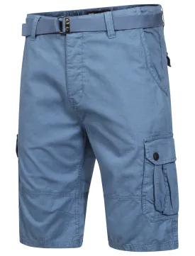 Avery Cotton Cargo Shorts with Belt in Vintage Blue - Dissident