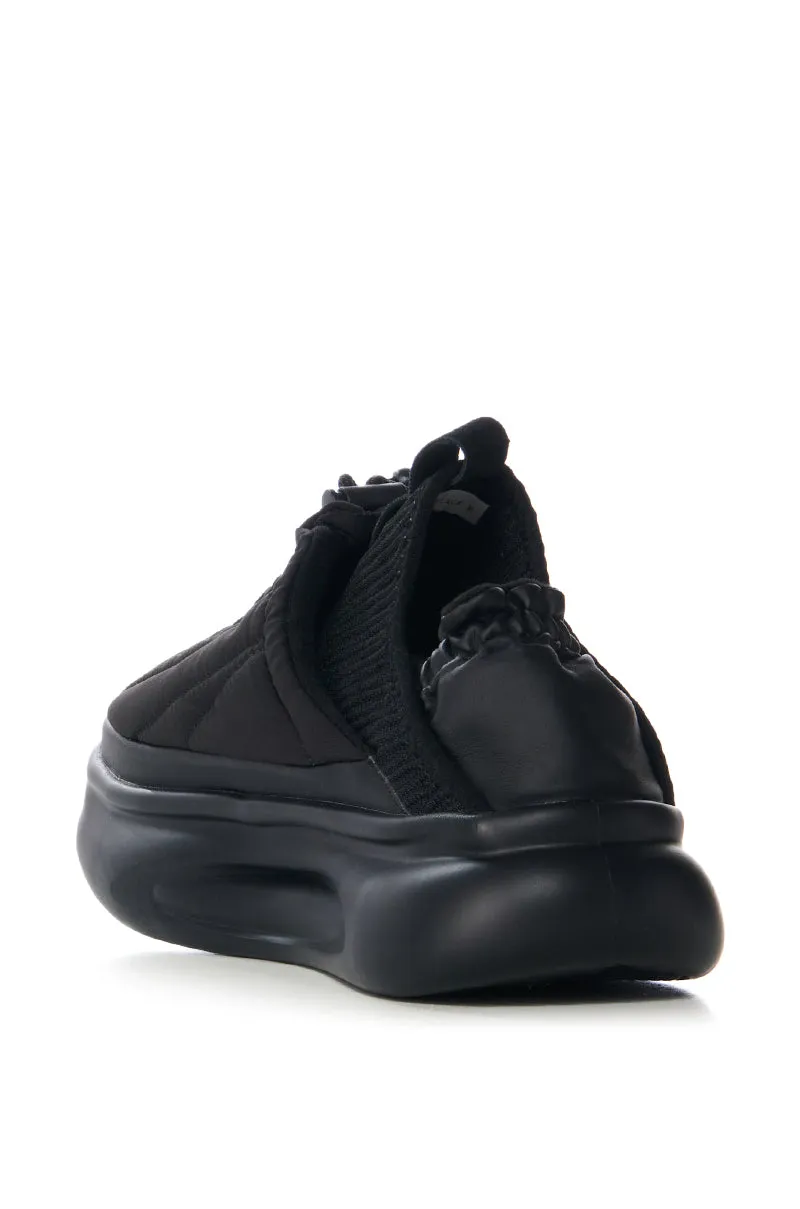 AZALEA WANG ASTEROID FUTURISTIC PUFFER SNEAKER IN BLACK