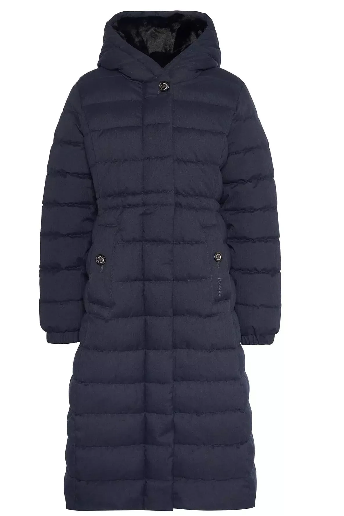 Barbour Clarence Puffer Ladies long coat in Navy LQU1773NY95