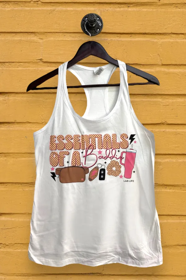 BC TANK DTF ESSENTIALS OF A BADDIE - WHITE