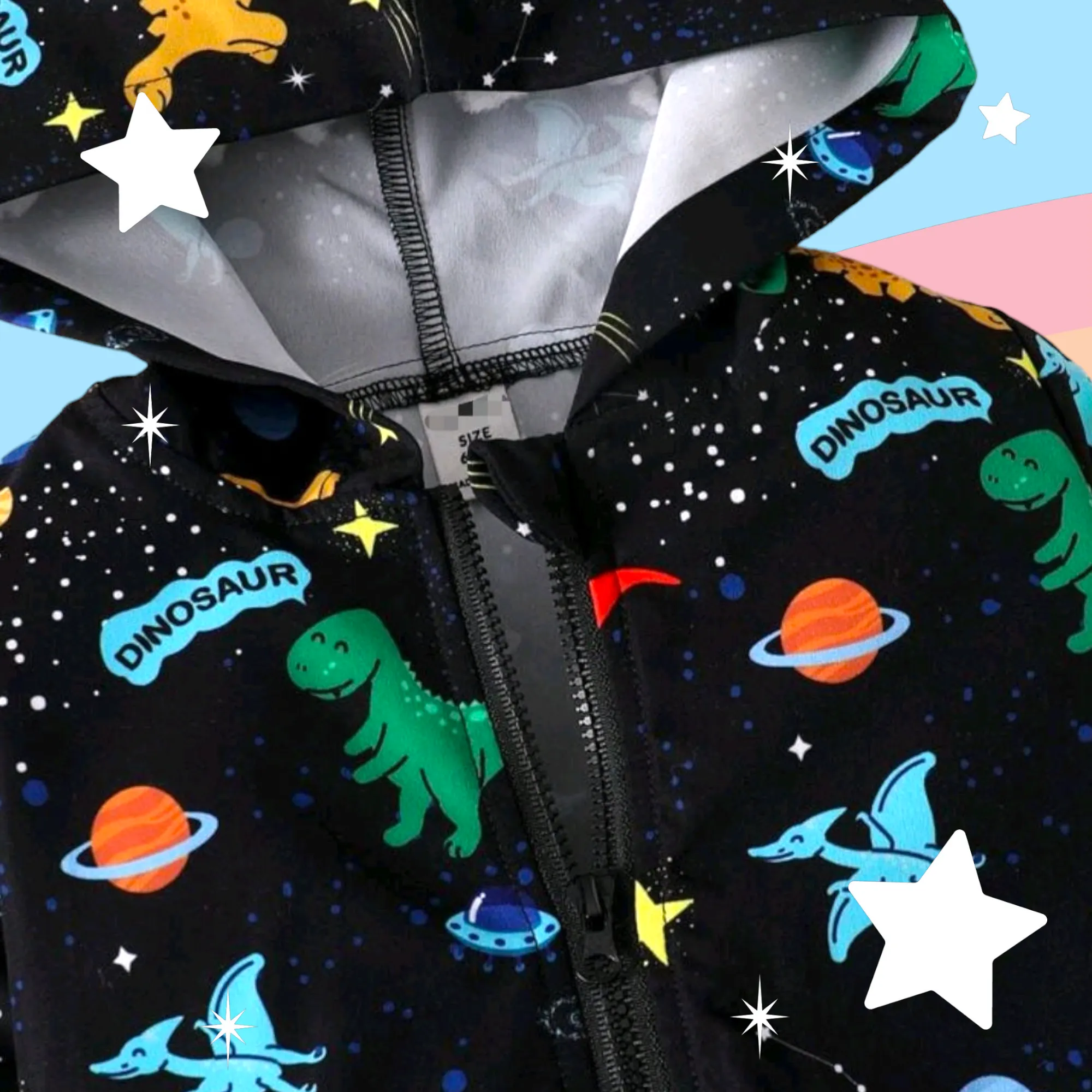 Black Dinosaur Windbreaker Jacket #1001090