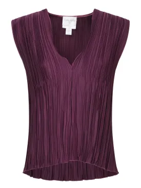 Bordeaux Pleated Crepe Blouse