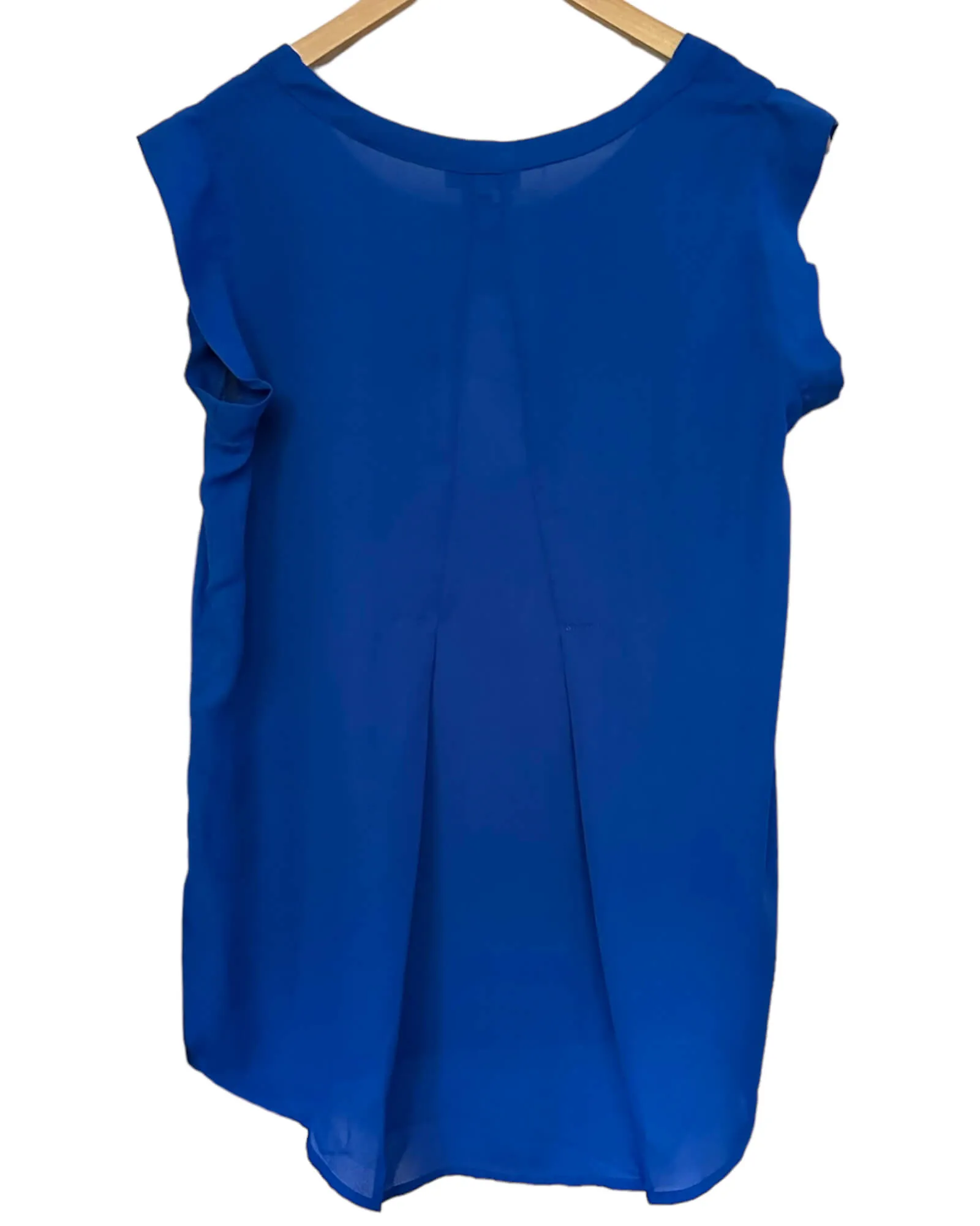 Bright Spring Lapis Sleeveless Split-Back Blouse