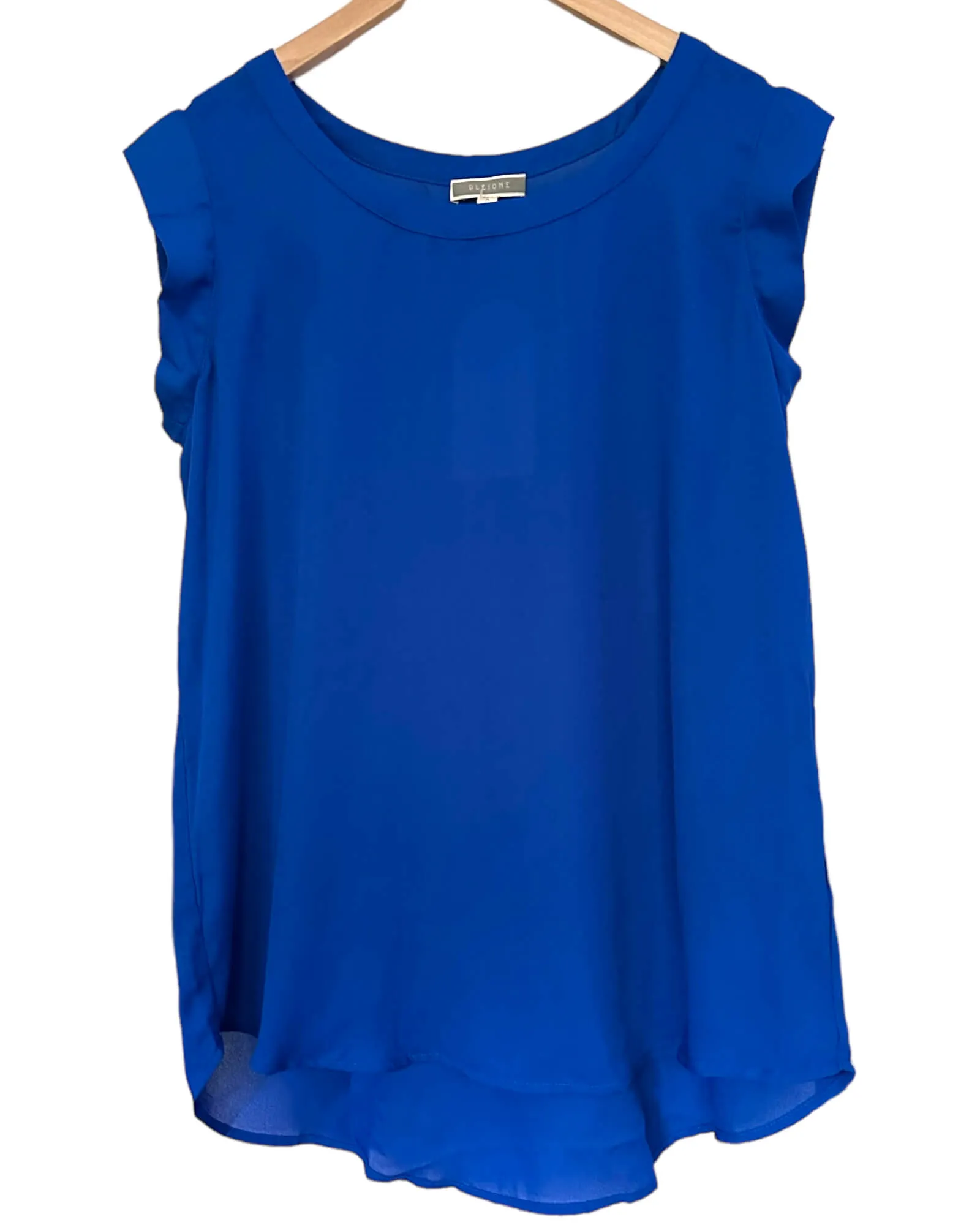 Bright Spring Lapis Sleeveless Split-Back Blouse