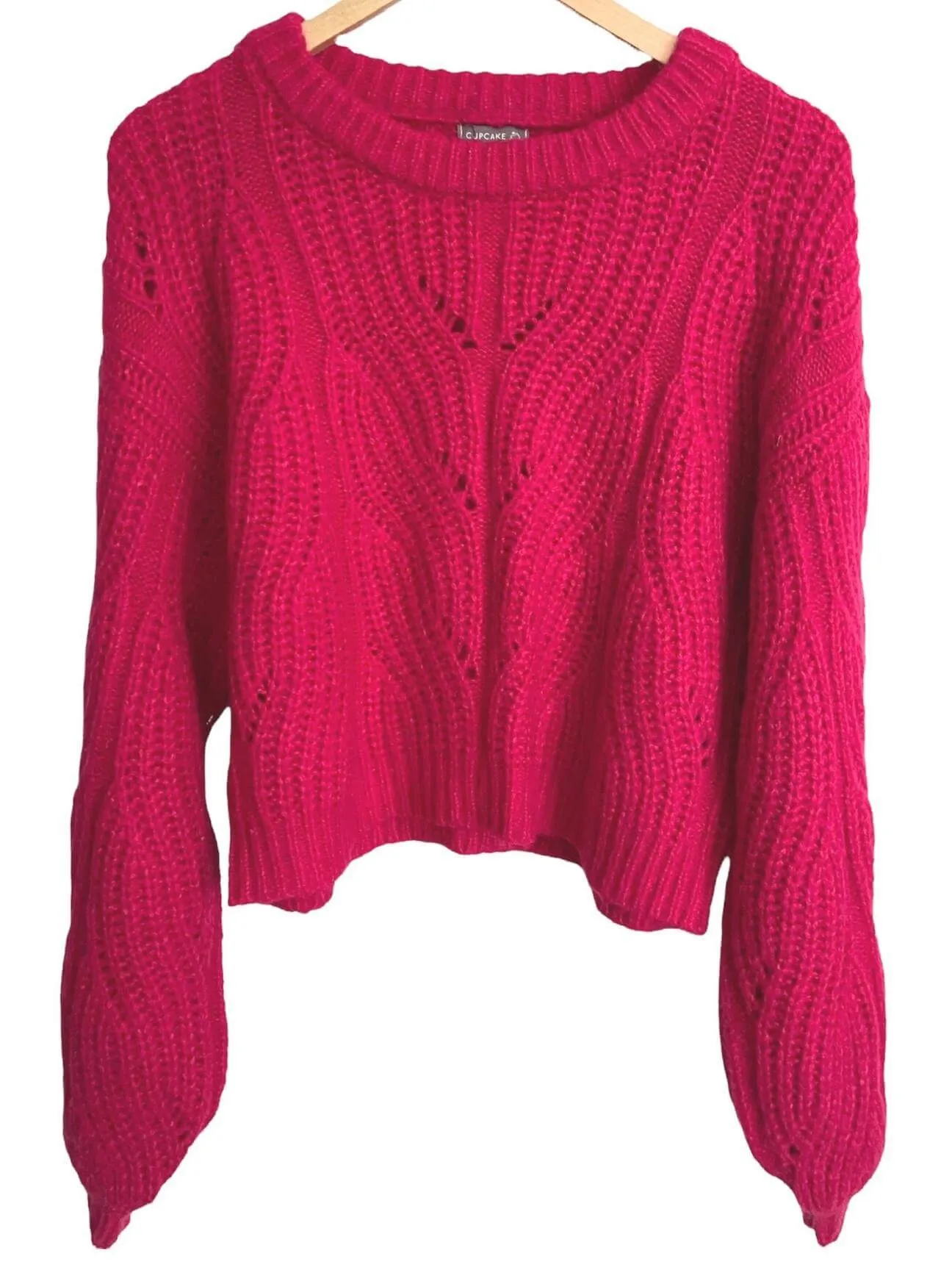 Bright Winter Raspberry Crop Sweater