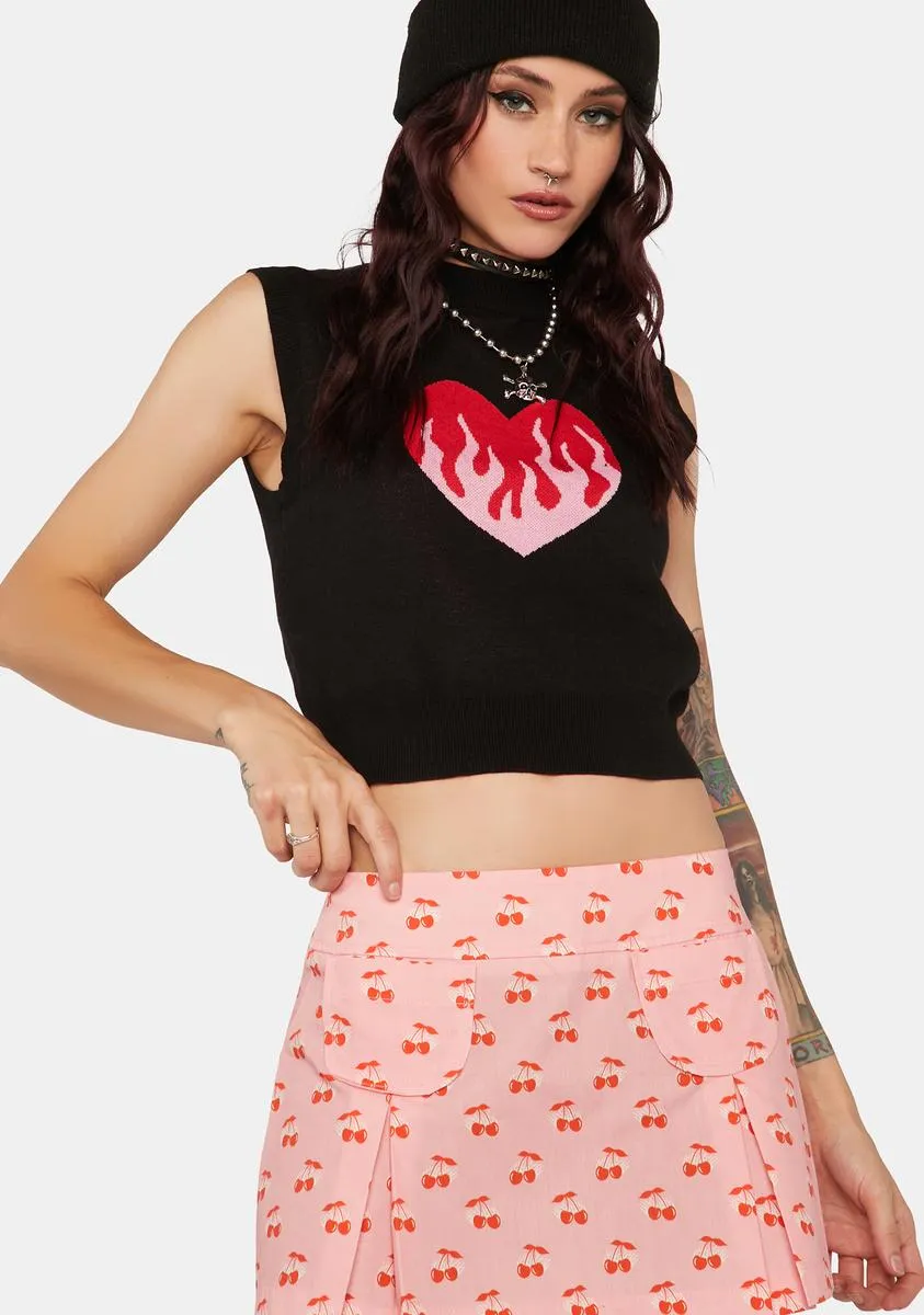 Cherry Bomb Hipster Pleat Mini Skirt