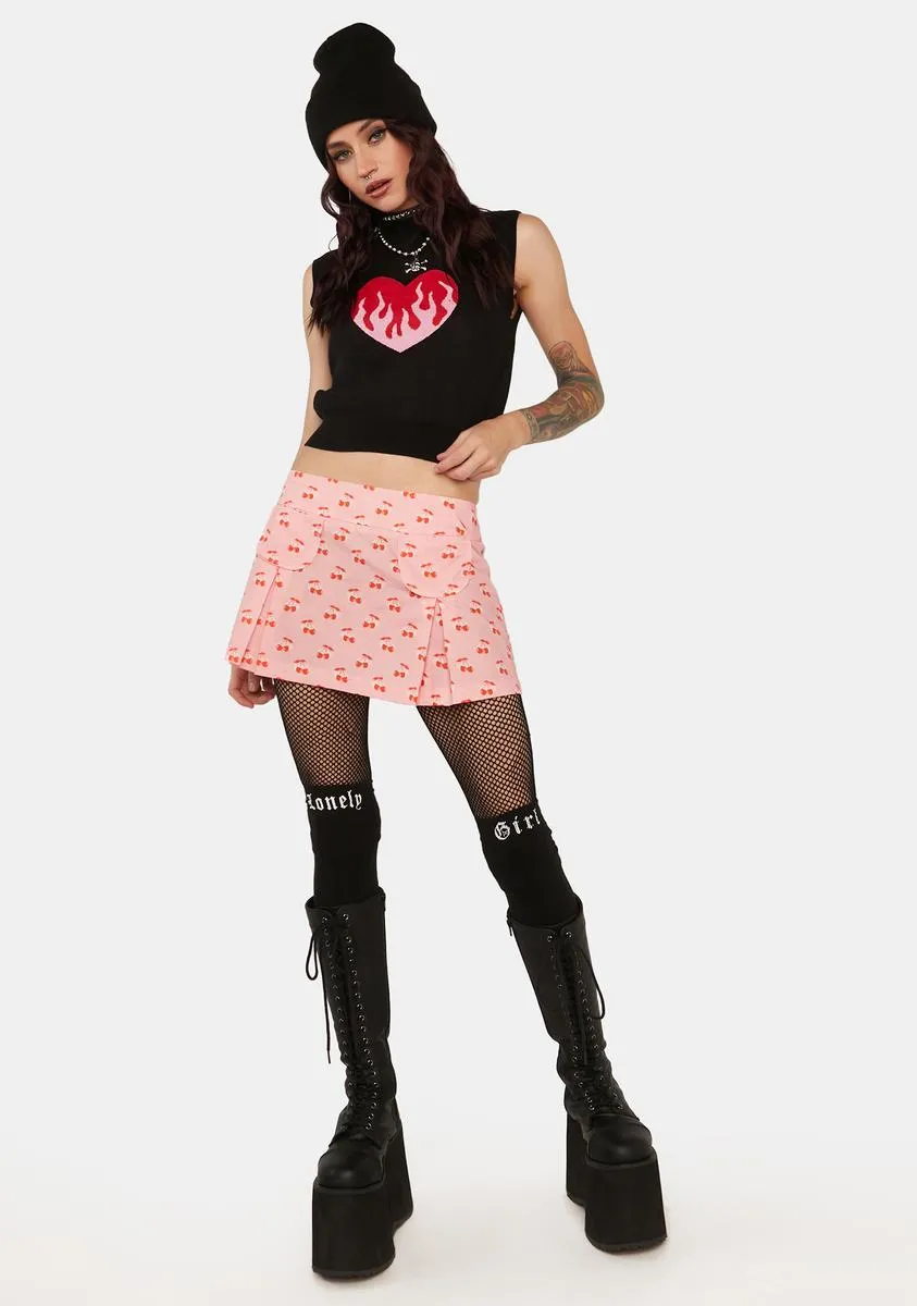 Cherry Bomb Hipster Pleat Mini Skirt