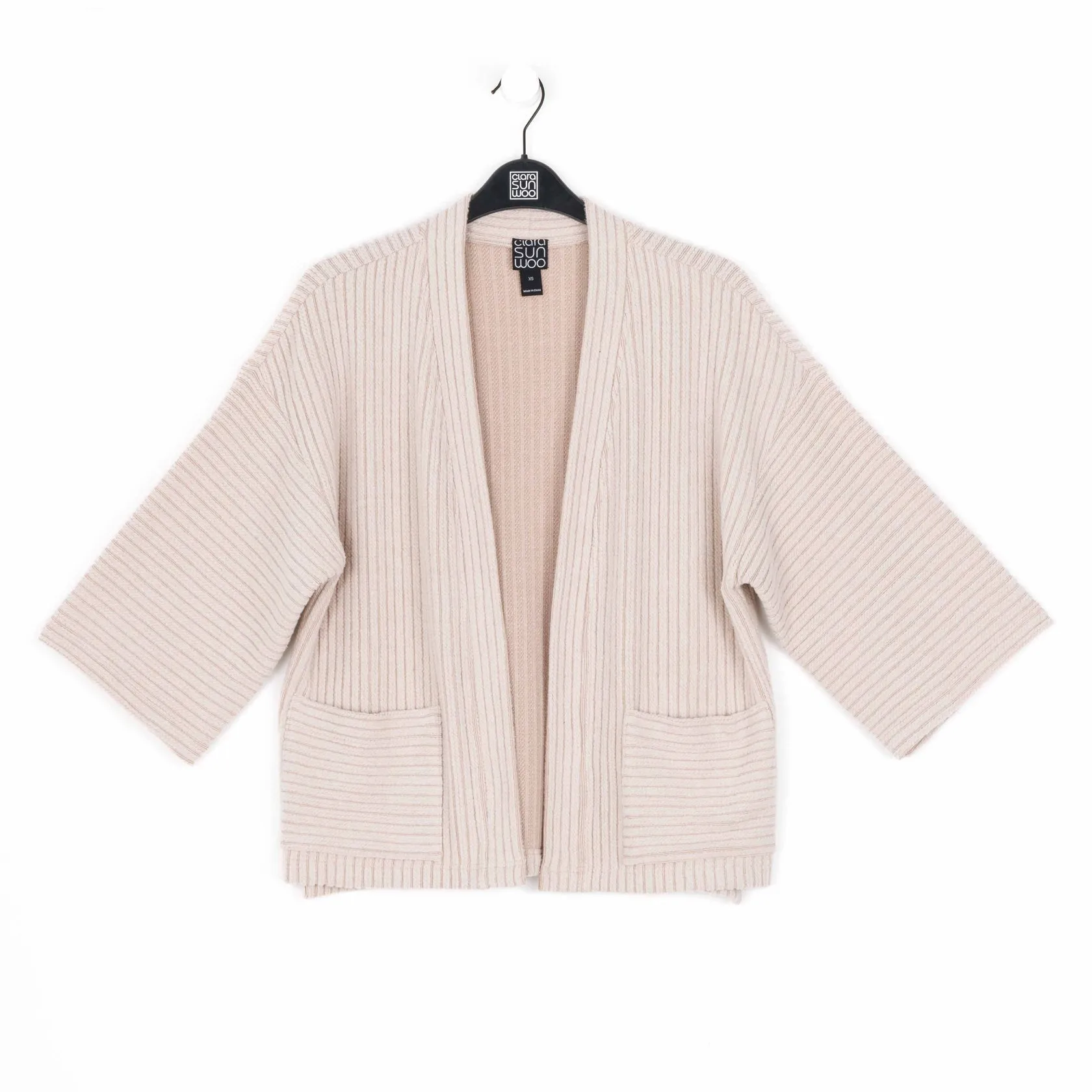 Clara Sunwoo Ribbed Cropped Knit Cardigan with Pockets