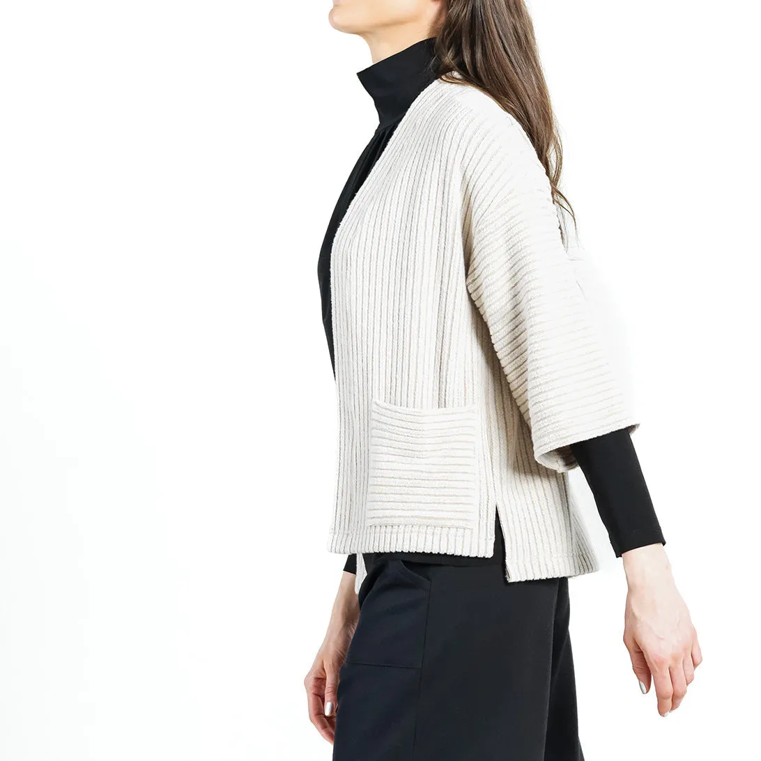 Clara Sunwoo Ribbed Cropped Knit Cardigan with Pockets