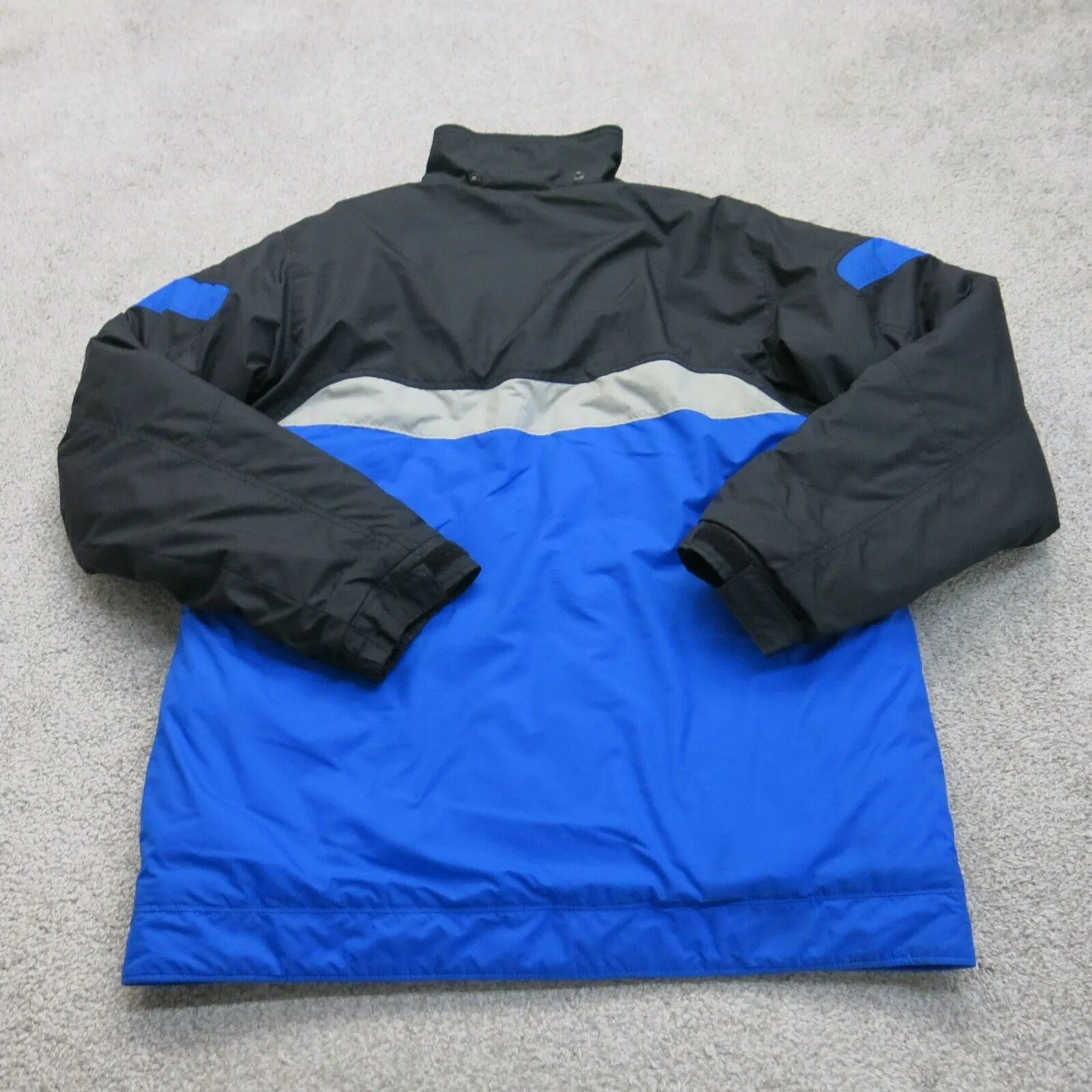 Columbia Mens Windbreaker Jacket Full Zip Up Long Sleeve Black Blue Size 18/20