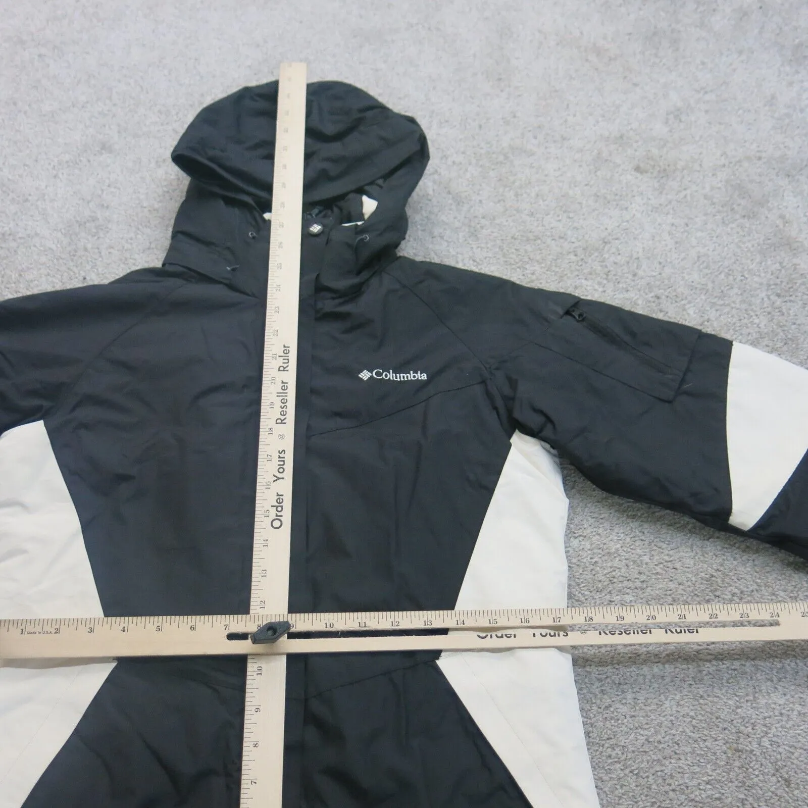 Columbia Sportswear Womens Windbreaker Hooded Jacket Black White Size Small