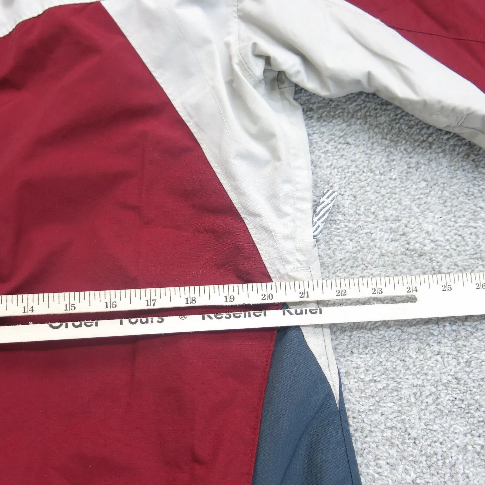 Columbia Women Full Zip Up Hooded Jacket Windbreaker Long Sleeve Red White SZ XL