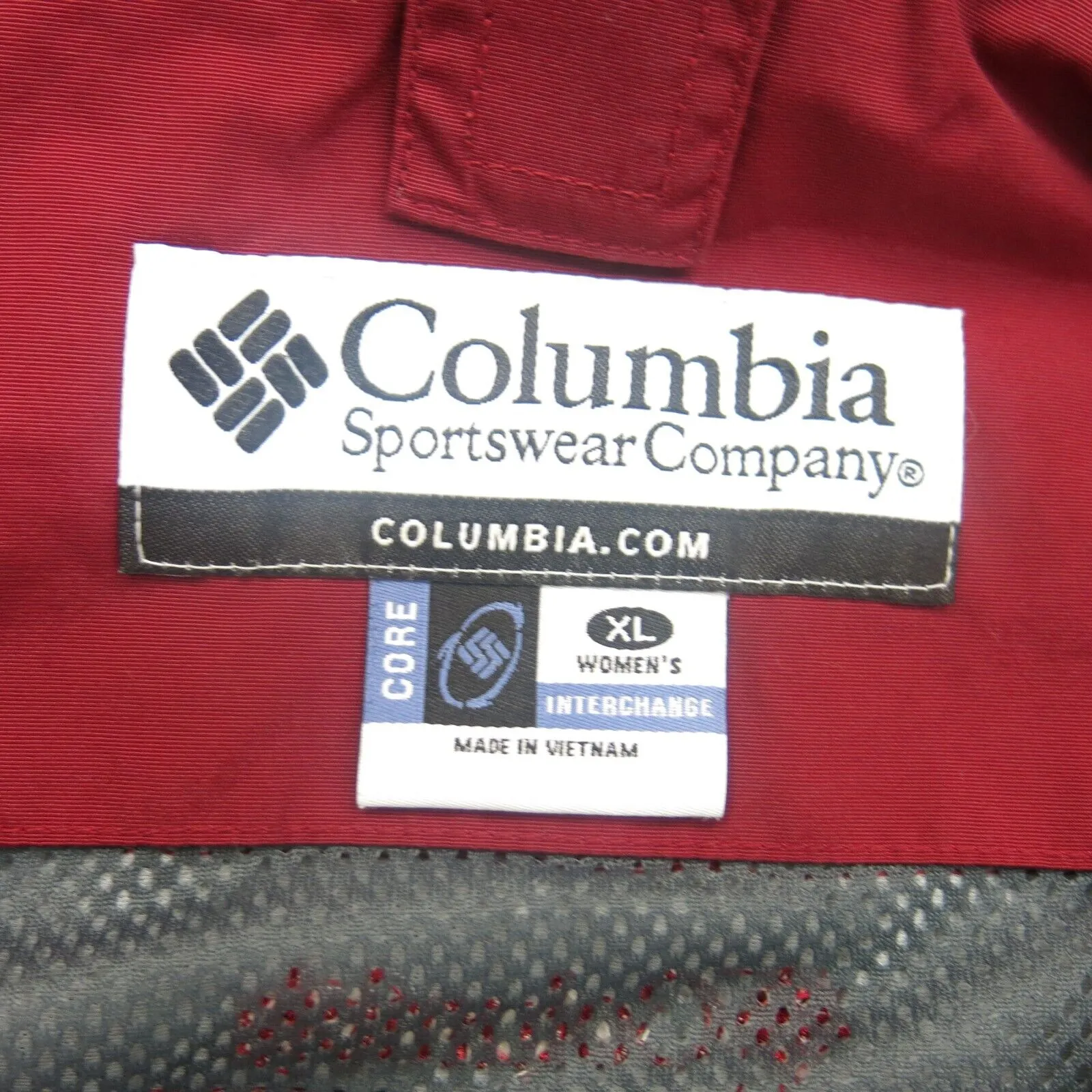 Columbia Women Full Zip Up Hooded Jacket Windbreaker Long Sleeve Red White SZ XL