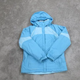 Columbia Womens Hooded Windbreaker Jacket Full Zip Long Sleeve Aqua Blue Size L