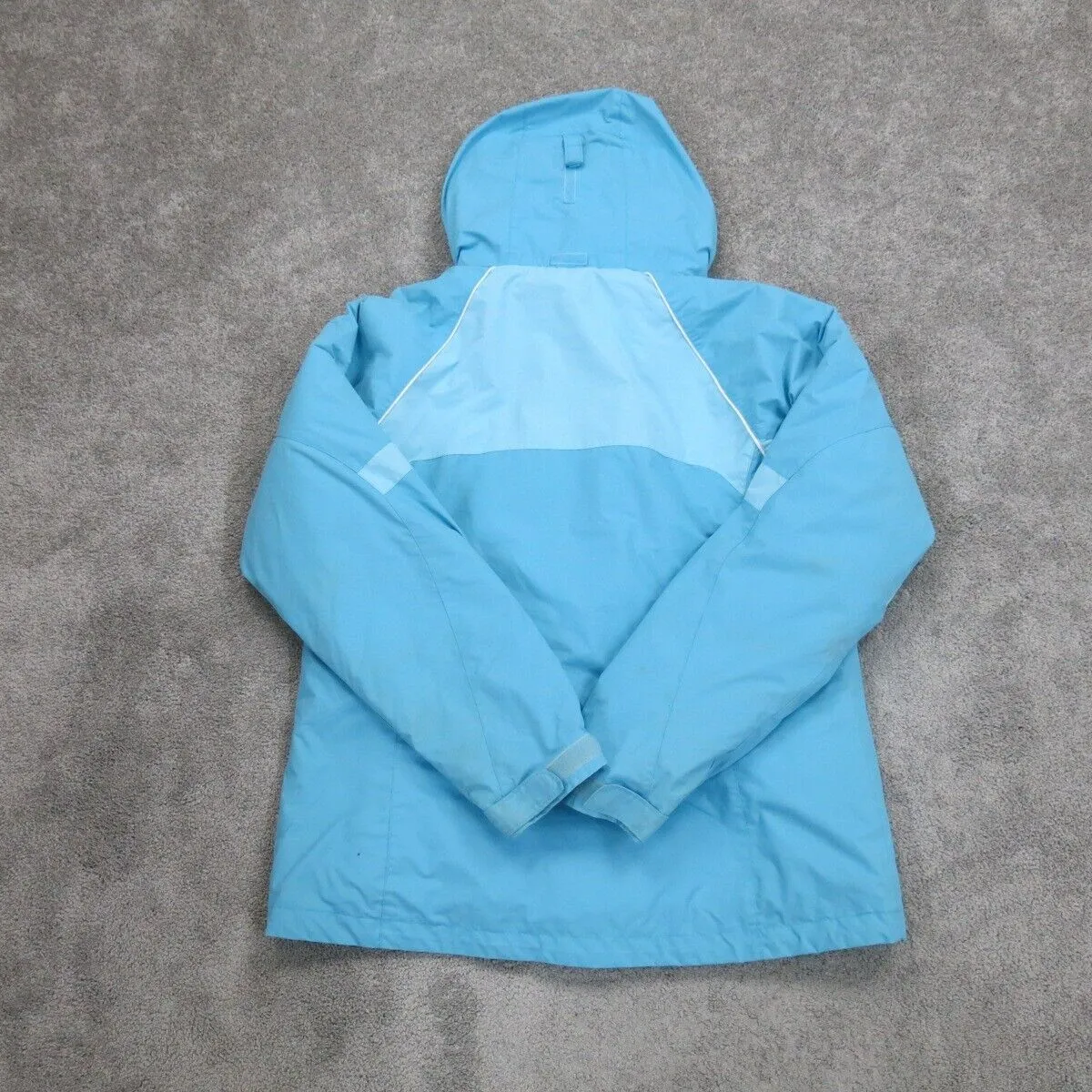 Columbia Womens Hooded Windbreaker Jacket Full Zip Long Sleeve Aqua Blue Size L