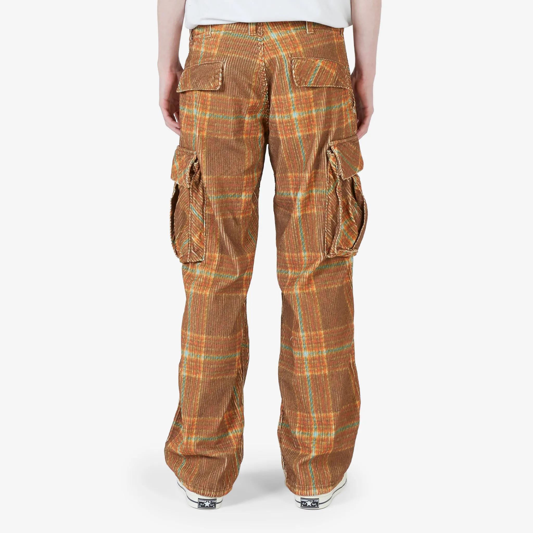 Corduroy Printed Cargo Pant Grey Brown