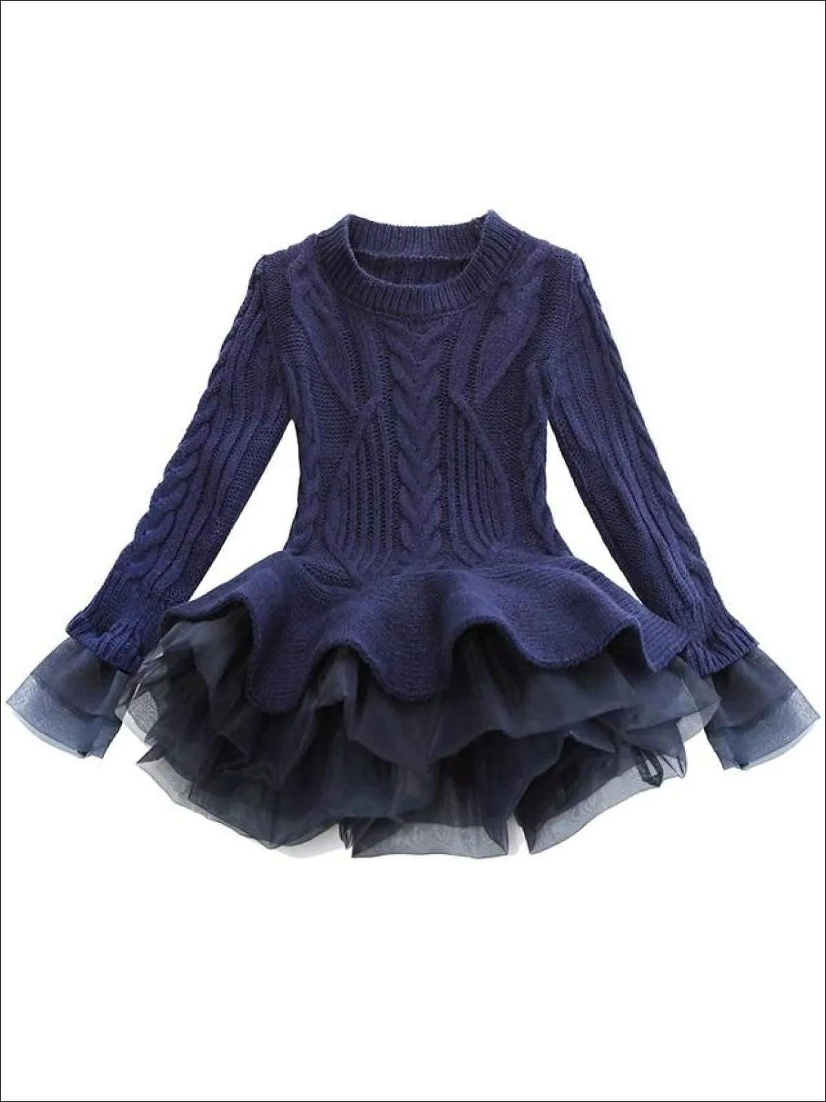 Cute As Pie Autumn Cable Knit Tutu Sweater