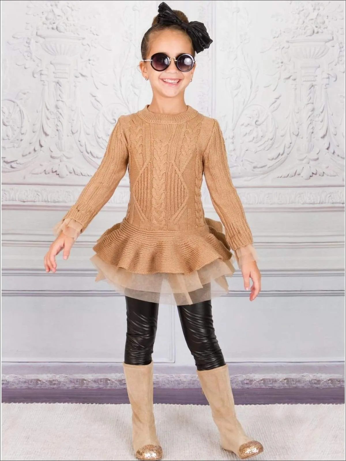 Cute As Pie Autumn Cable Knit Tutu Sweater