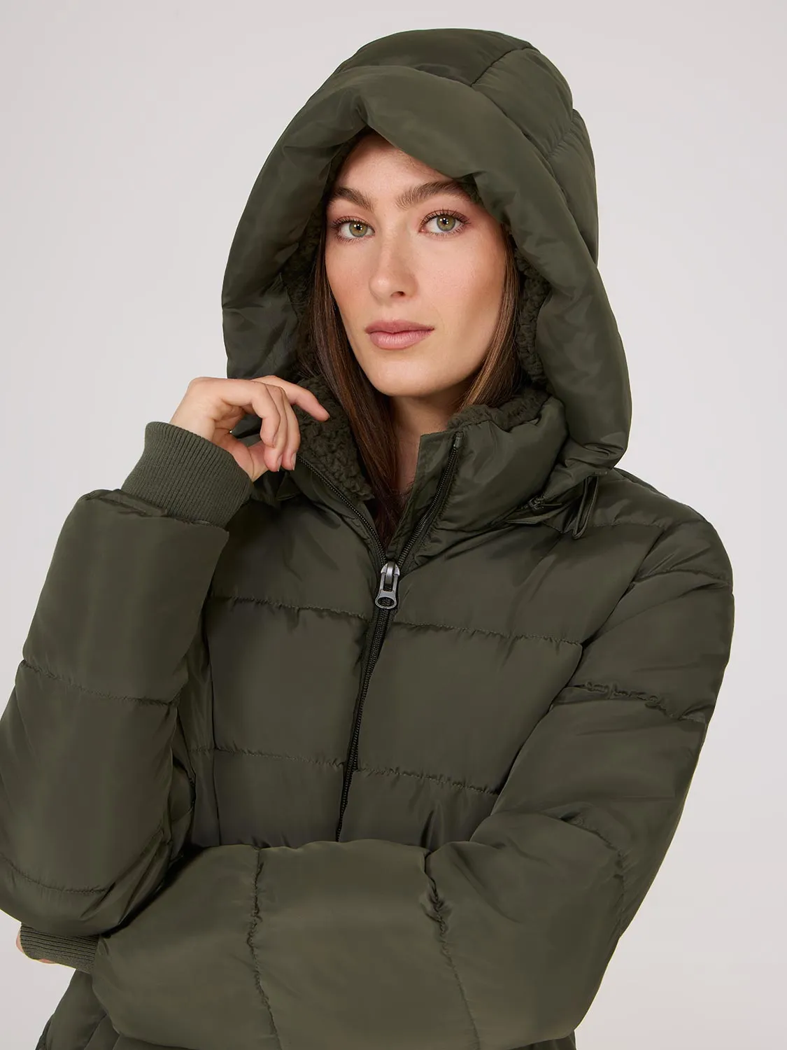 Drawstring Waist Puffer Jacket