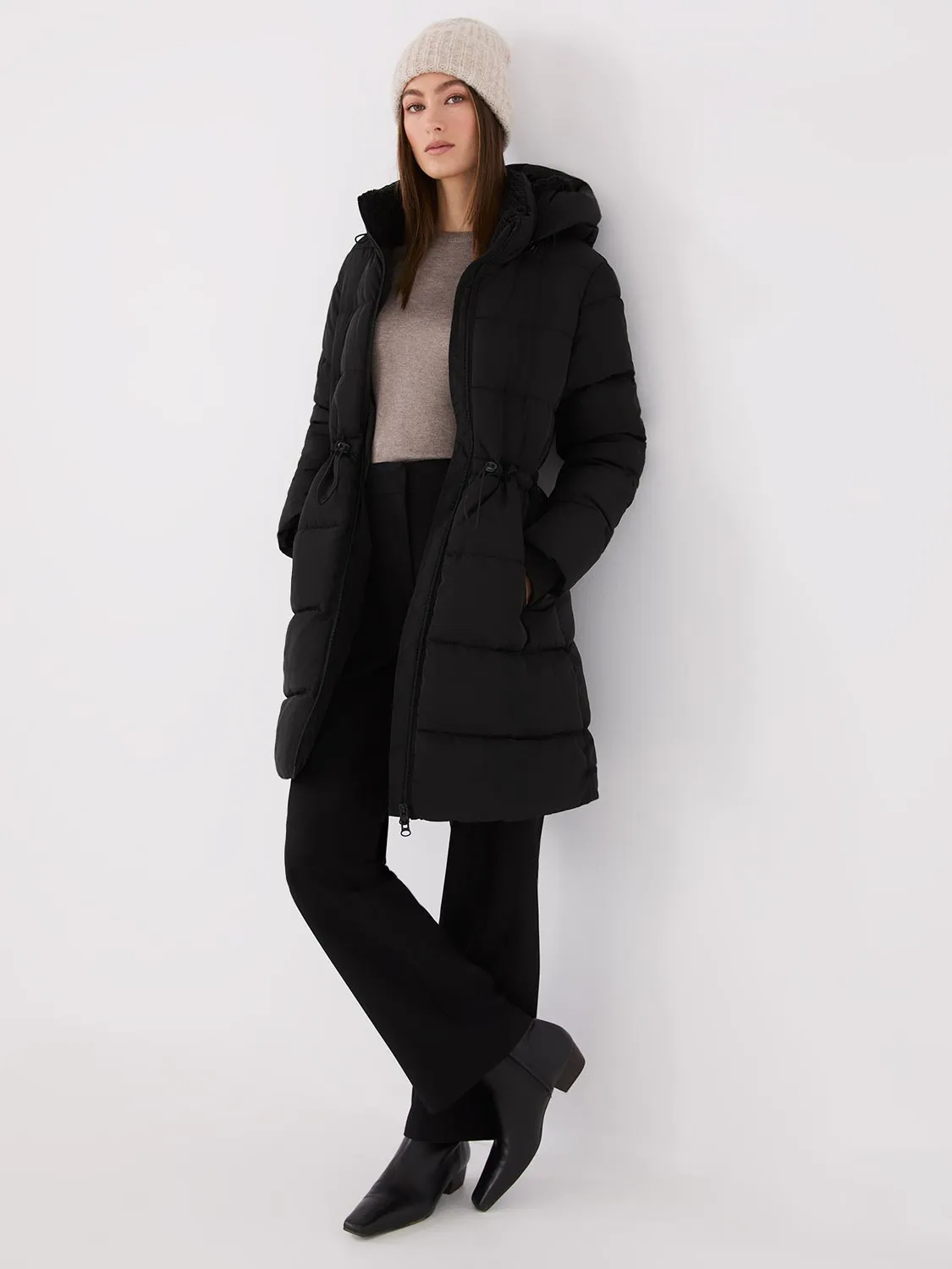 Drawstring Waist Puffer Jacket