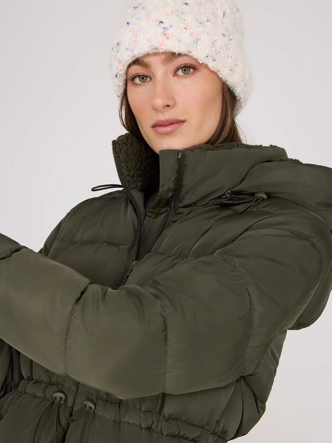 Drawstring Waist Puffer Jacket