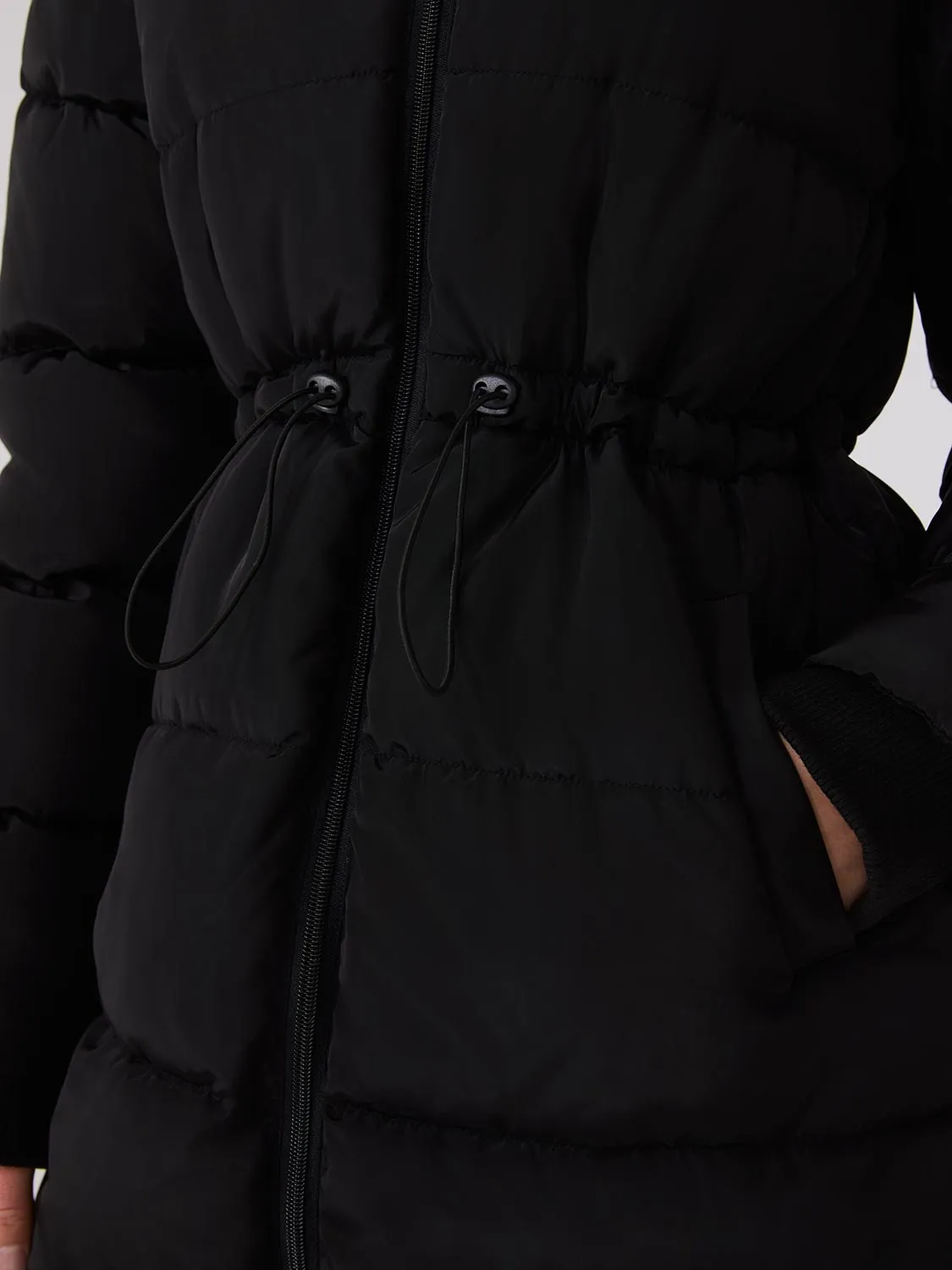 Drawstring Waist Puffer Jacket