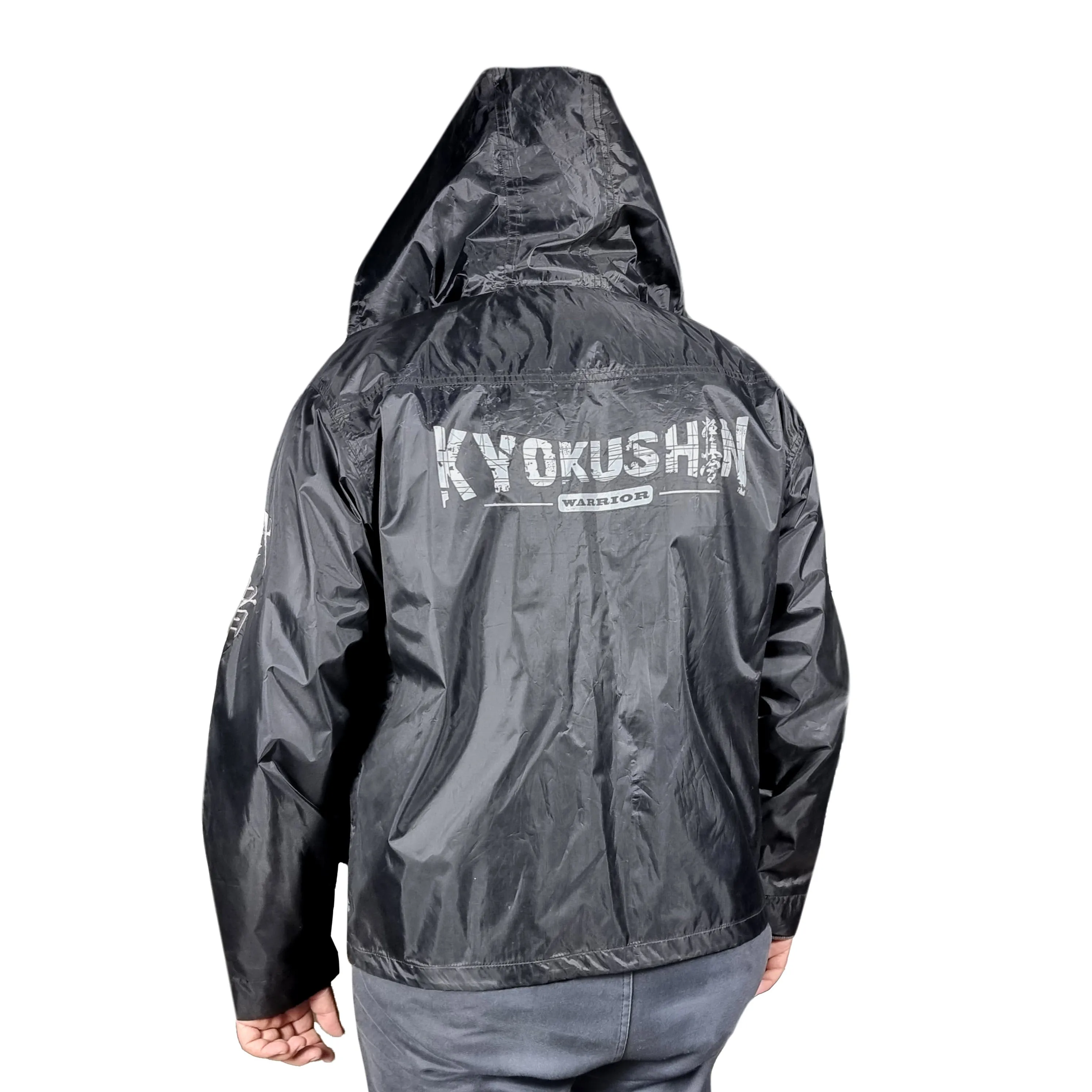 EMBROIDERED WINDBREAKER MENS HOODED JACKET