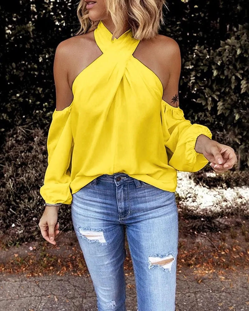 Halter Cold Shoulder Top