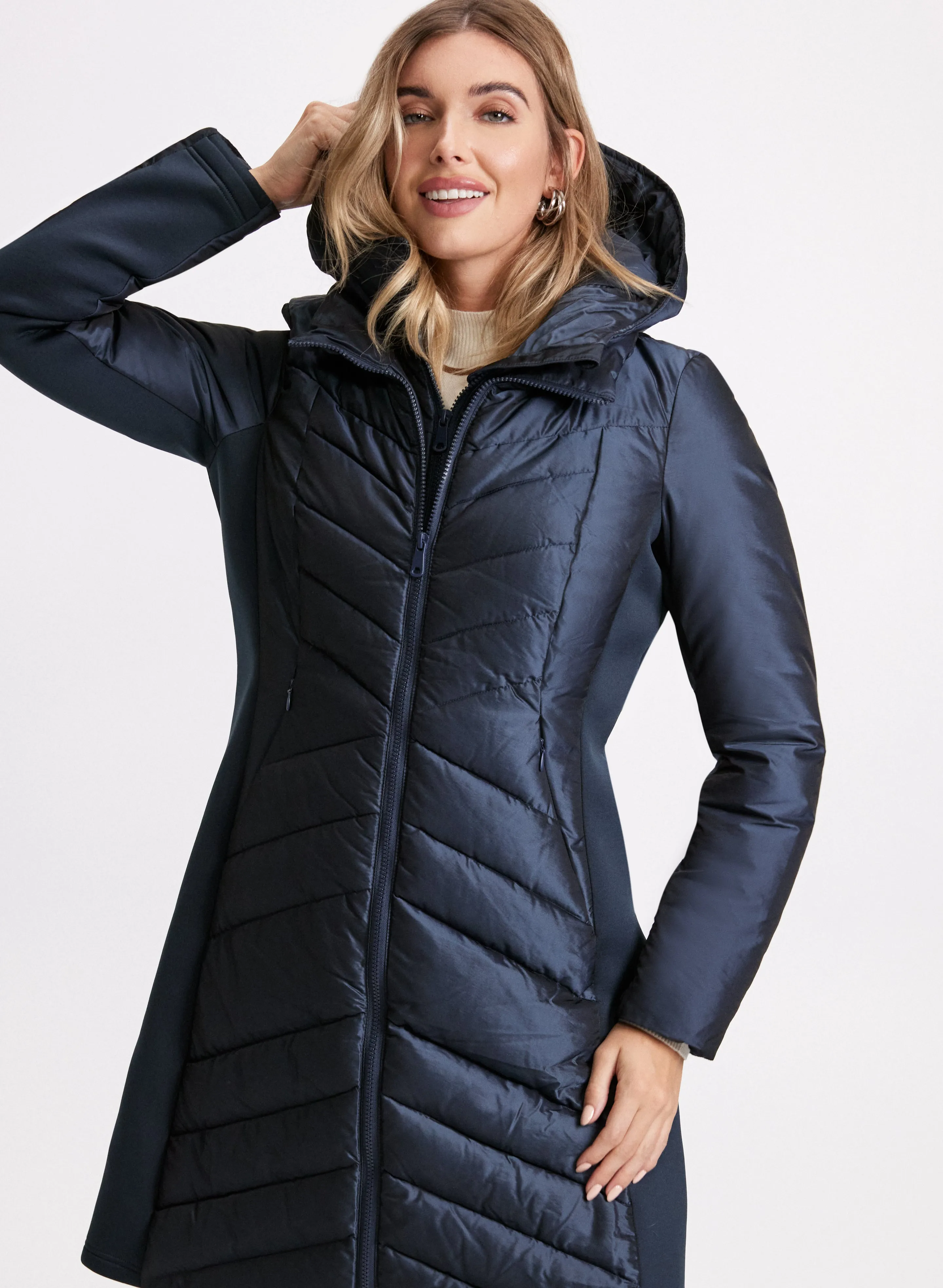 Hooded Iridescent Puffer Coat