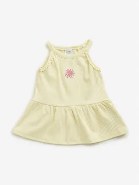 HOP Kids Yellow Ribbed Textured Casual Top