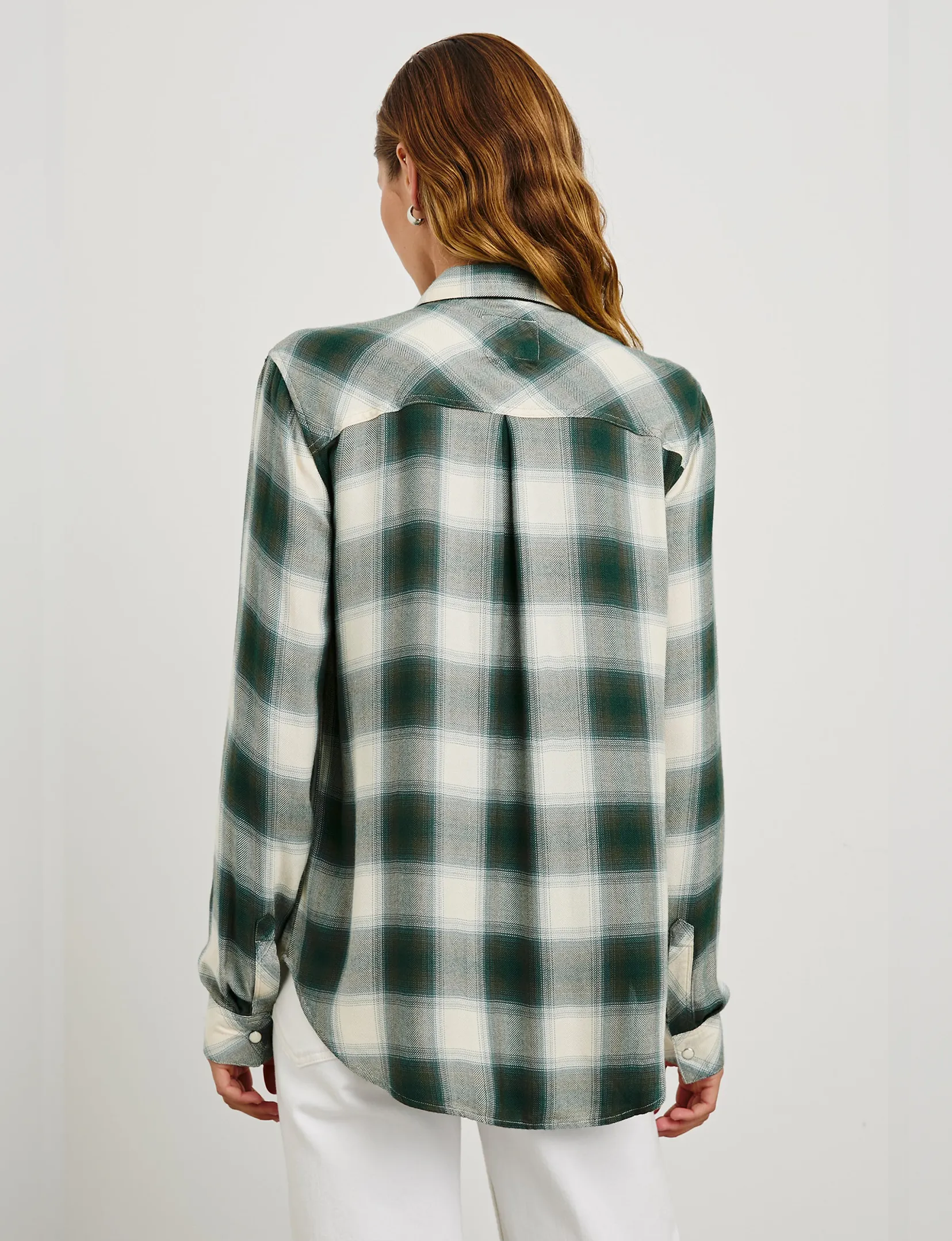 Hunter Plaid Flannel, Ivory/Olive Teal