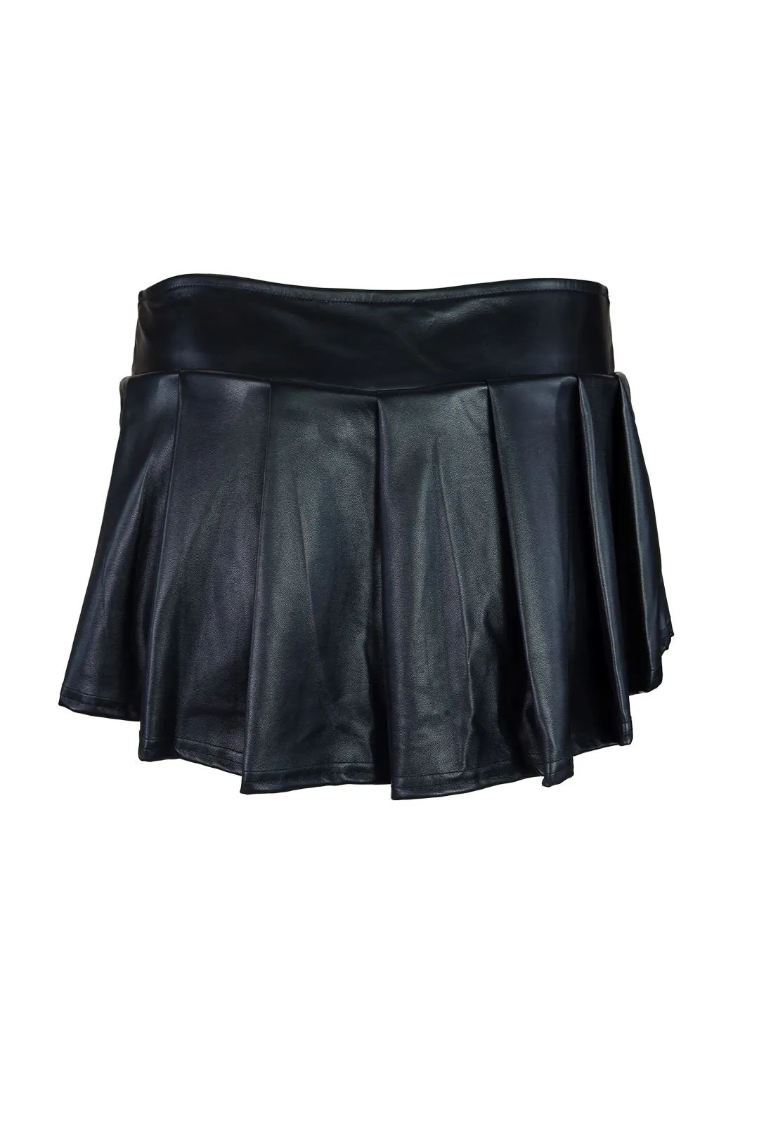 I know It Low Rise Pleated Faux Leather Skirt