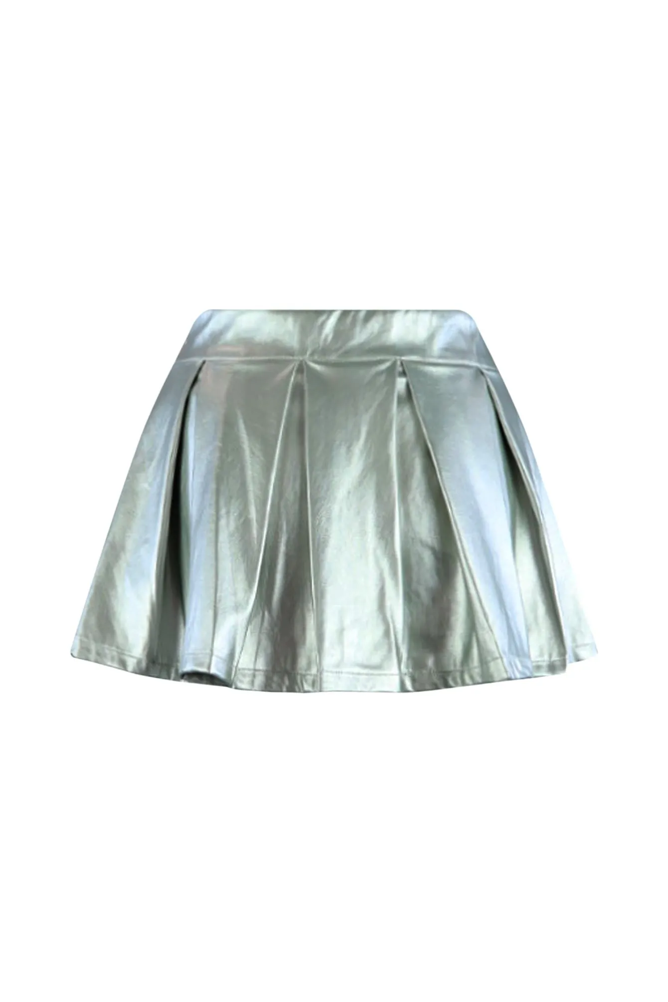 Ice Me Out Low Rise Metallic Pleated Faux Skirt