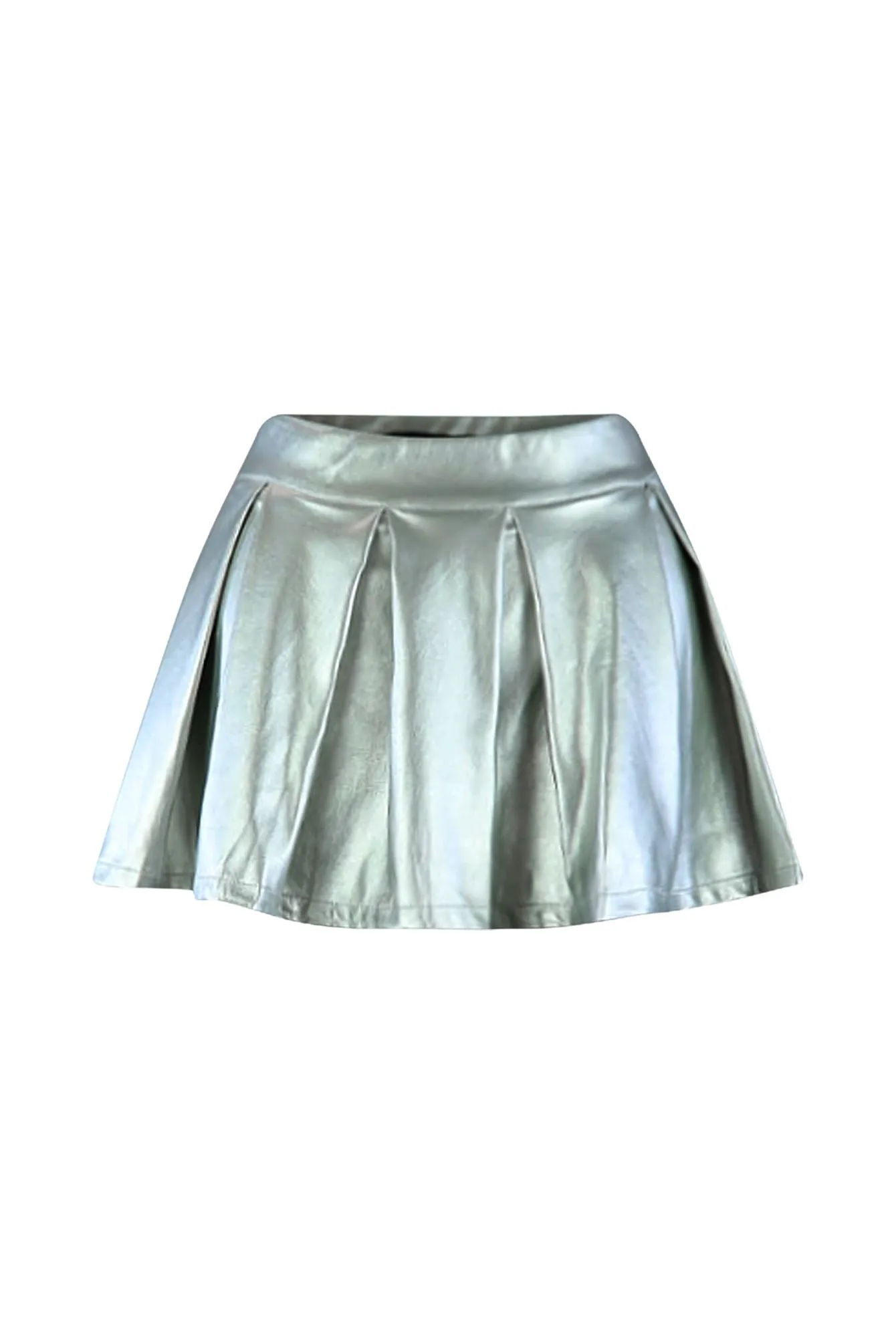 Ice Me Out Low Rise Metallic Pleated Faux Skirt