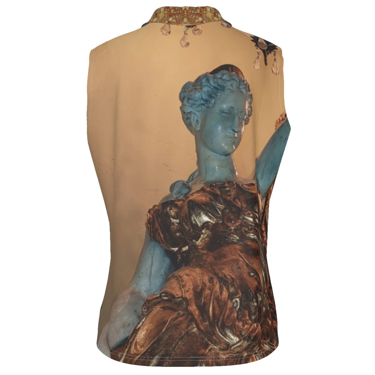 Liberace Marble Statue Print Sleeveless Blouse