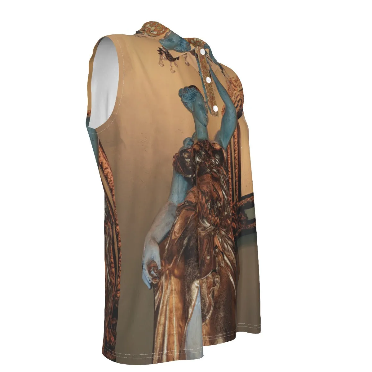 Liberace Marble Statue Print Sleeveless Blouse