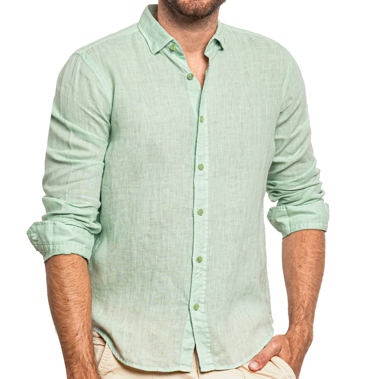 Linen Button Down Shirt - Green