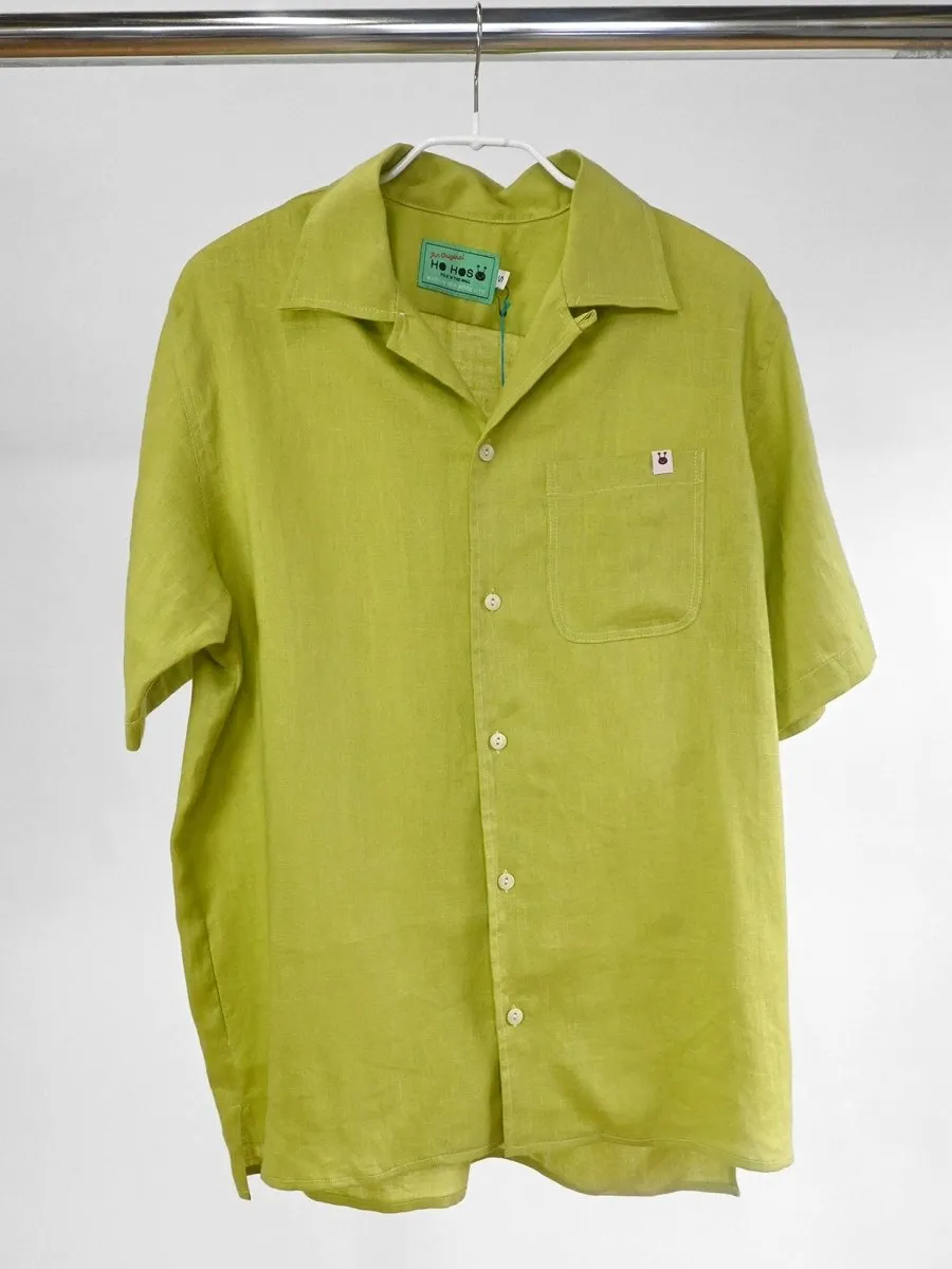 Linen button-up Shirt - Chartreuse