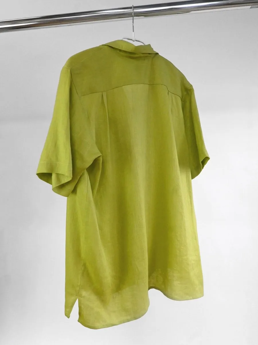 Linen button-up Shirt - Chartreuse