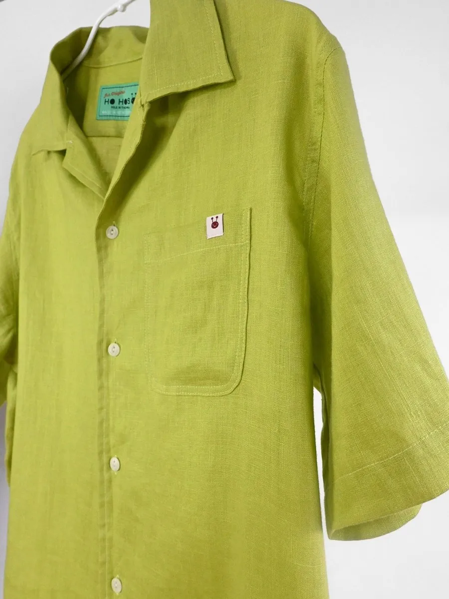 Linen button-up Shirt - Chartreuse