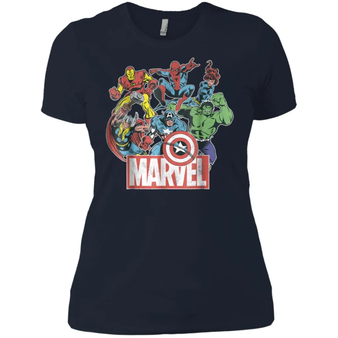 Marvel Avengers Team Retro Comic Vintage Graphic Women Cotton T-Shirt